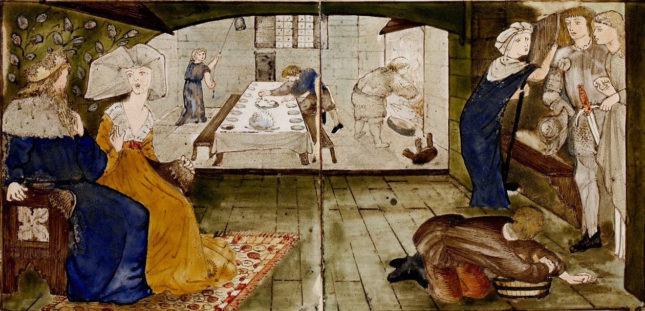 Sexton brickor bildar åtta illustrationer av berättelsen om "Briar Rose", 1862-1865. Artister: William Morris, Sir Edward Coley Burne-Jones. av WilliamWilliam Morris, Sir Edward Coley Burne Jones