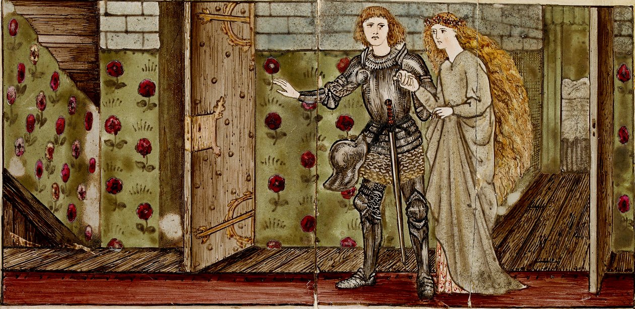 Sexton brickor bildar åtta illustrationer av berättelsen om "Briar Rose", 1862-1865. Artister: William Morris, Sir Edward Coley Burne-Jones. av WilliamWilliam Morris, Sir Edward Coley Burne Jones