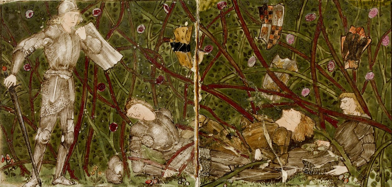 Sexton brickor bildar åtta illustrationer av berättelsen om "Briar Rose", 1862-1865. Artister: William Morris, Sir Edward Coley Burne-Jones. av WilliamWilliam Morris, Sir Edward Coley Burne Jones