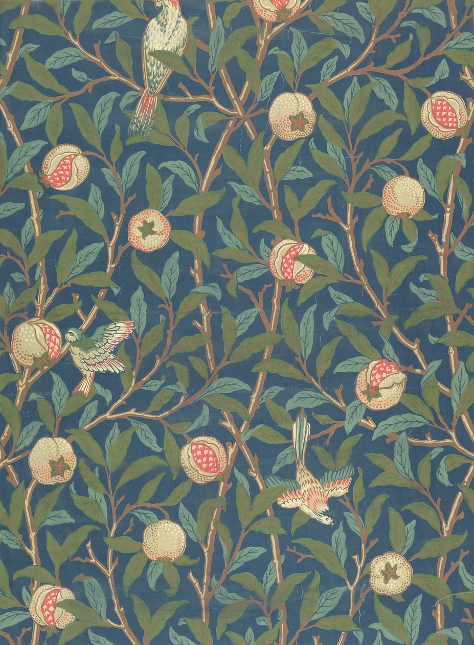 Tapetmönster "Bird and Pomegranate", tryckt av John Henry Dearle (1860-1932), 1926 (tapet) av William Morris