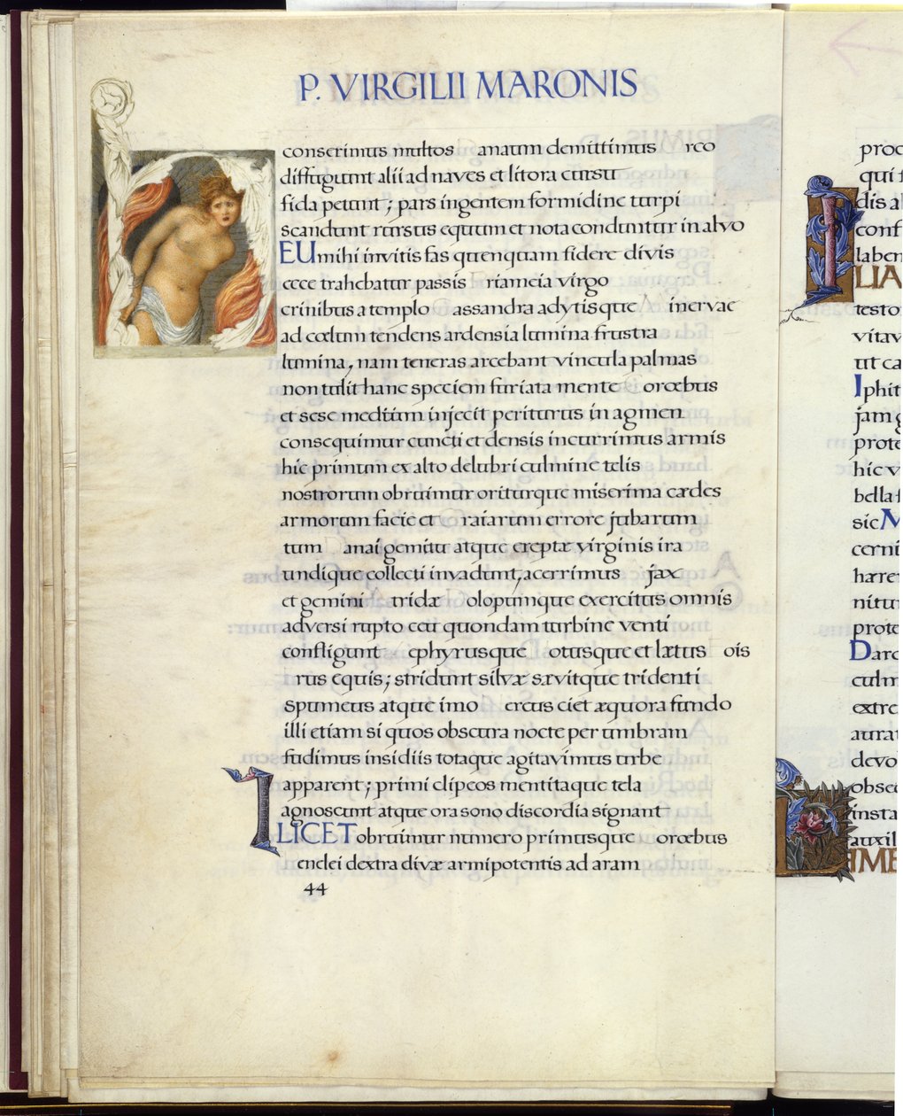Cassandra bunden, sida 44 från Virgils "Aeneid" av William Morris