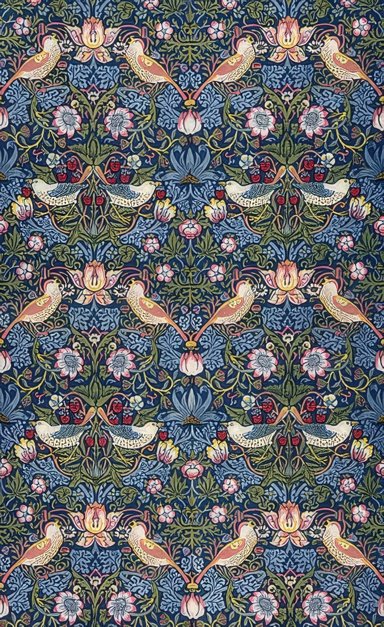 Jordgubbstjuven. Dekorationstyg. 1883 av William Morris