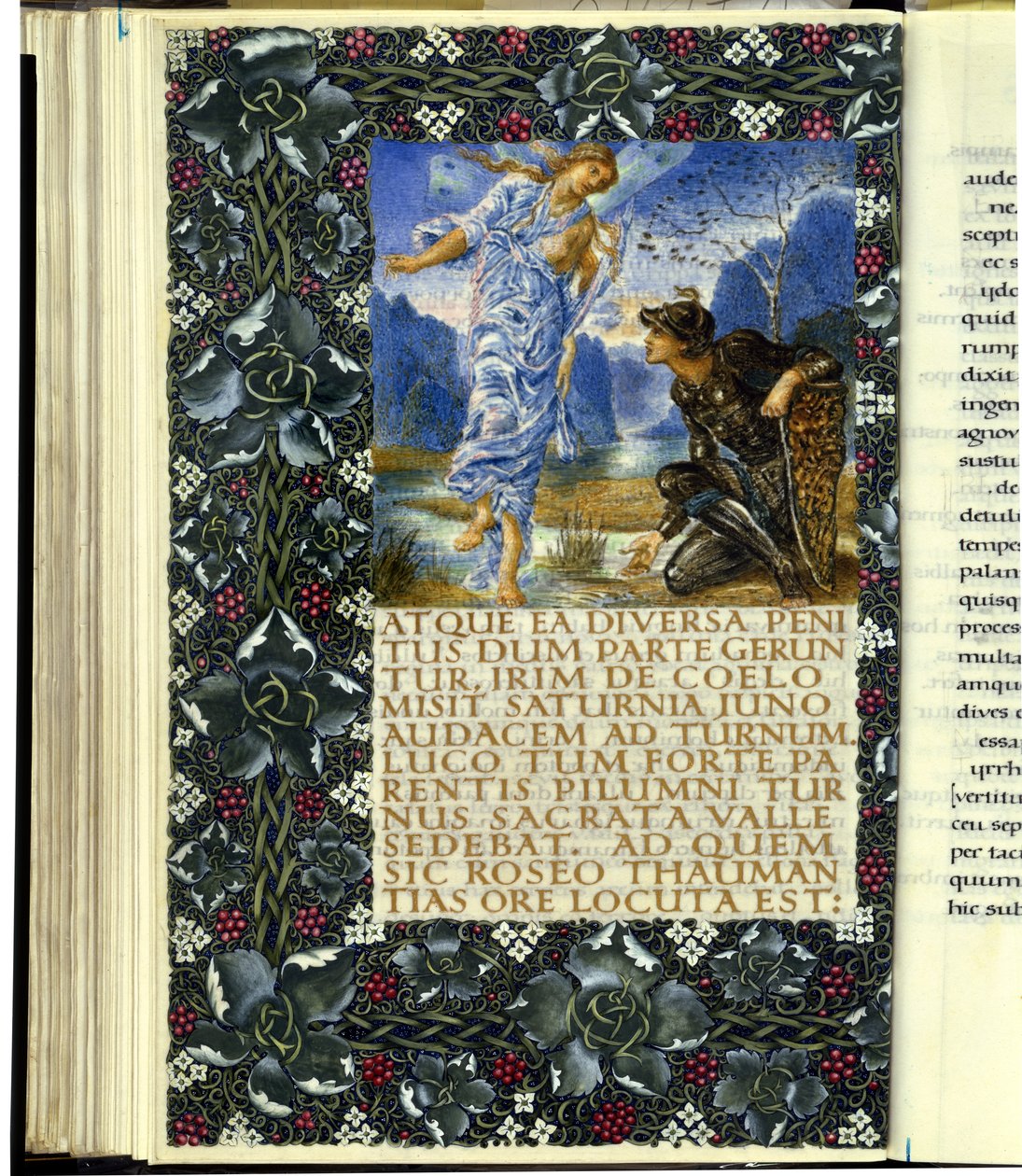 Iris dyker upp inför Turnus, öppningen av bok IX av Vergilius "Aeneid" av William Morris