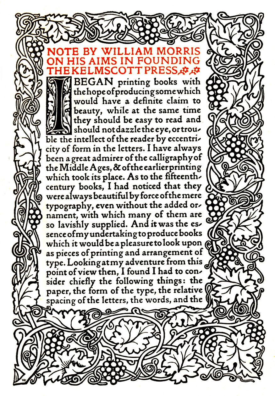 Kelmscott Press: Sida tryckt i den gyllene typen, ca 1895, 1914 av William Morris