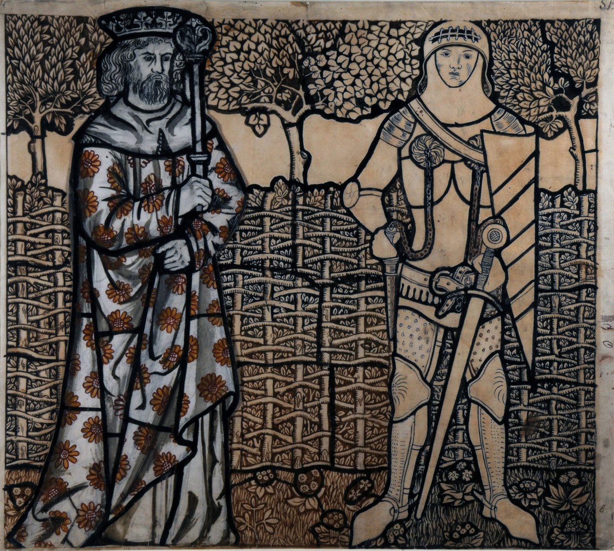 Kung Arthur och Sir Lancelot, 1862. av William Morris