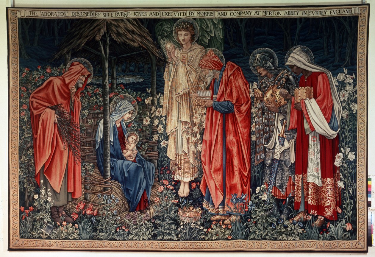 Tillbedjan av Magi. Gobeläng från William Morris (1834-1896) verkstad av William Morris