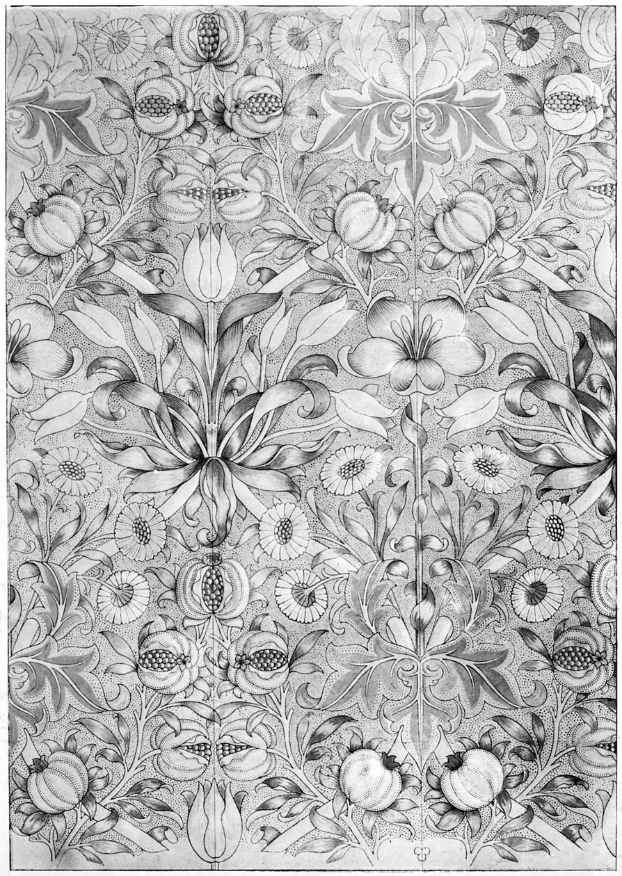 Tapeter med lilja och granatäpple, 1887 1934. av William Morris
