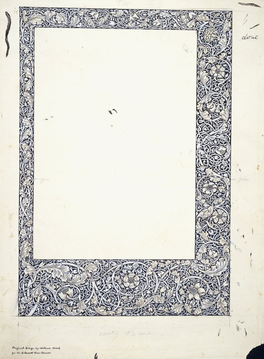 Originalritning för en helsideskant av William Morris