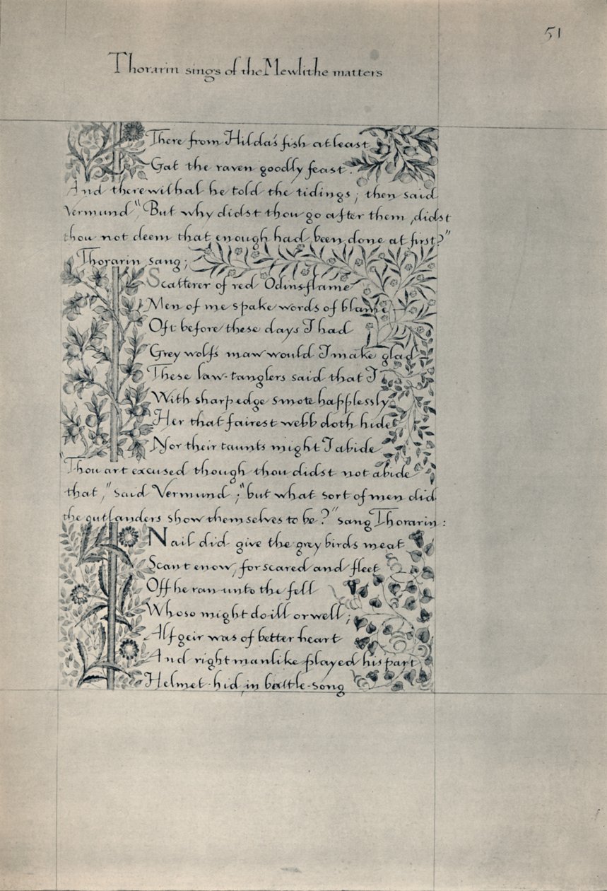Sida från The Story of the Dwellers of Eyr, 1871. av William Morris