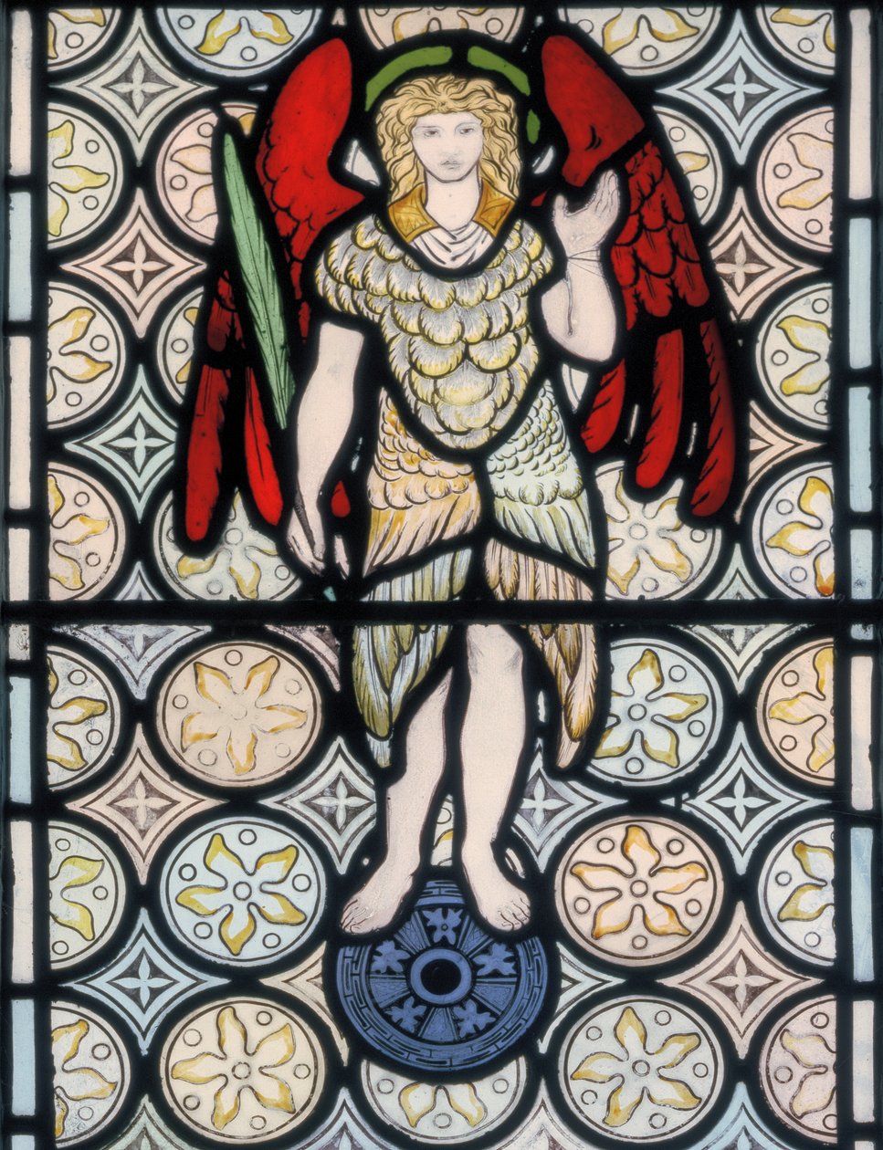 Seraf eller ängel, designad 1865 (målat glas) av William Morris
