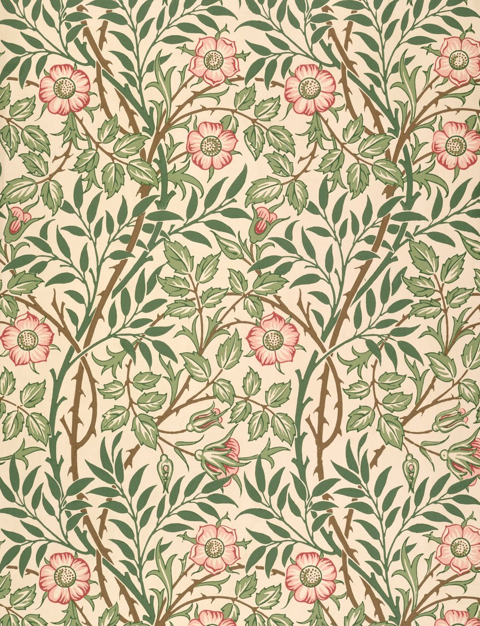 "Sweet Briar" design för tapeter, tryckt av John Henry Dearle (1860-1932) 1917 av William Morris