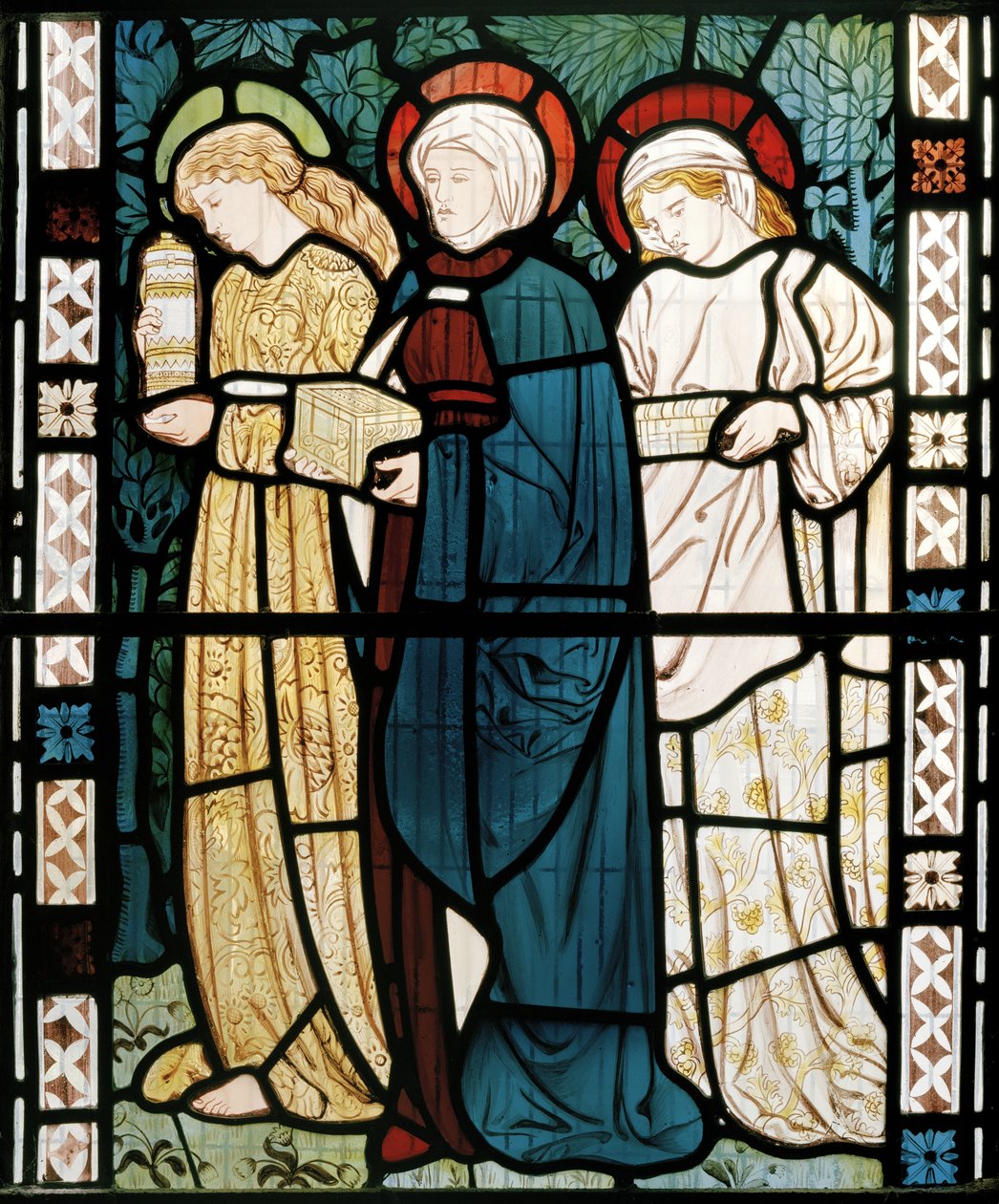 Three Marys at the Sepulchre, 1862 (målat glas) av William Morris