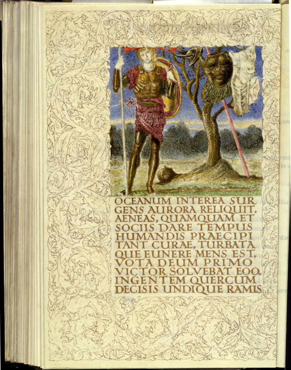 Venus ger rustning till Aeneas, öppningen av bok VIII av Vergilius "Aeneid" av William Morris