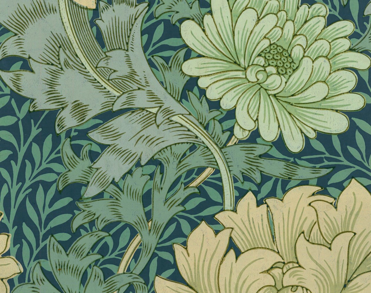 William Morris Tapetprov med krysantemum av William Morris