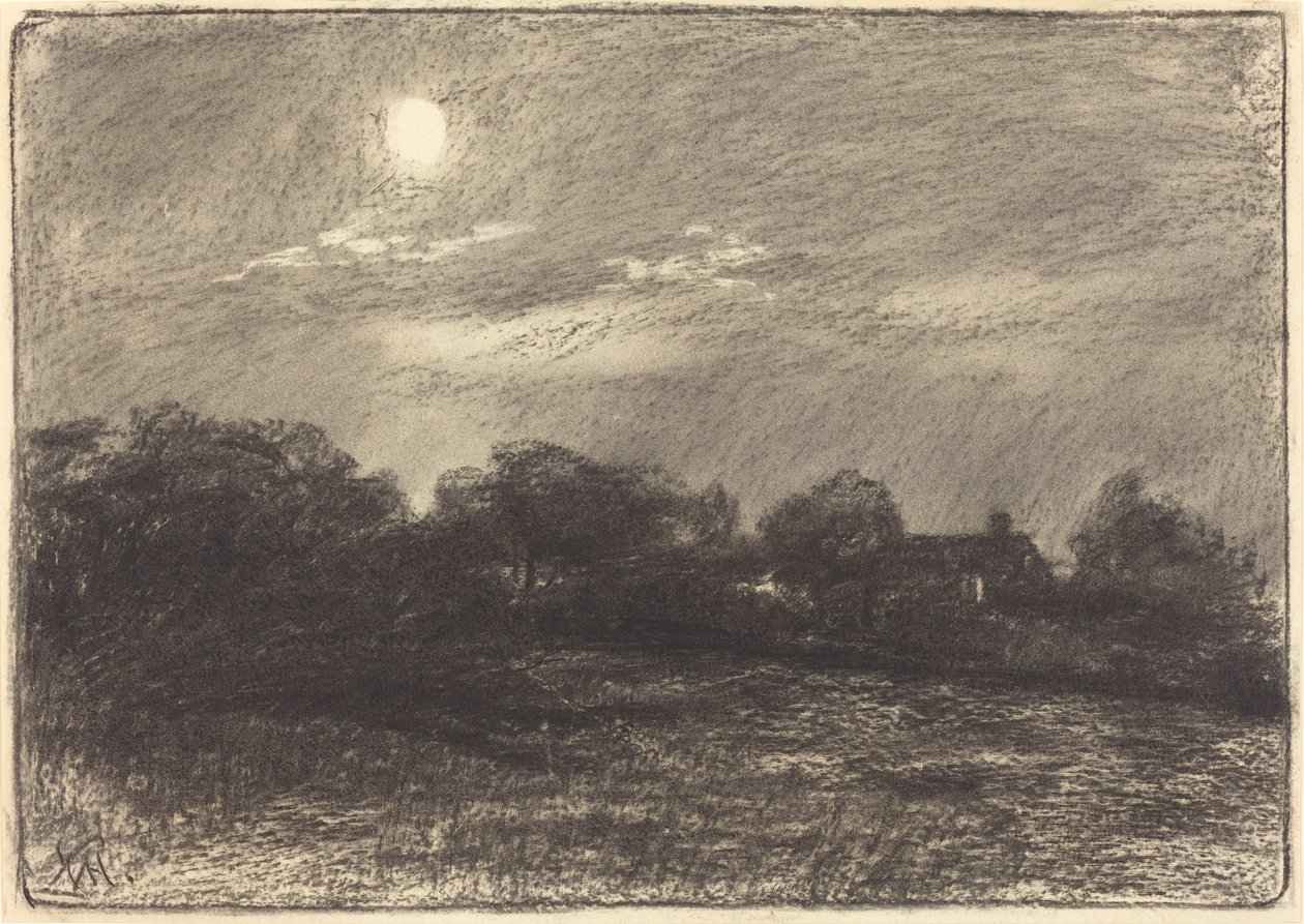 Kväll, gårdslandskap av William Morris Hunt