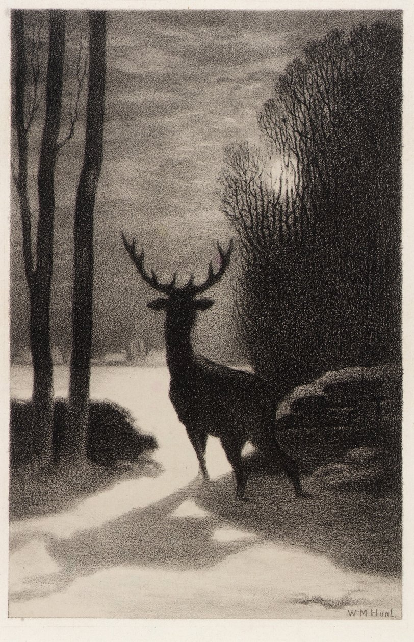 Hjort i månskenet av William Morris Hunt