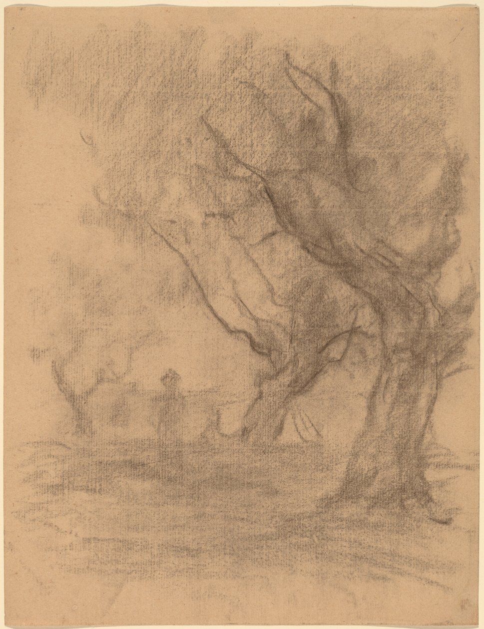 Kvinna som står under två träd av William Morris Hunt