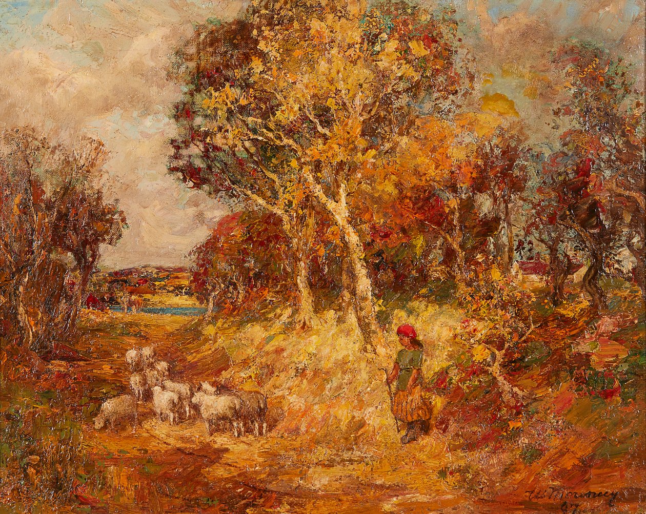 Golden Autumn (olja på duk) av William Mouncey