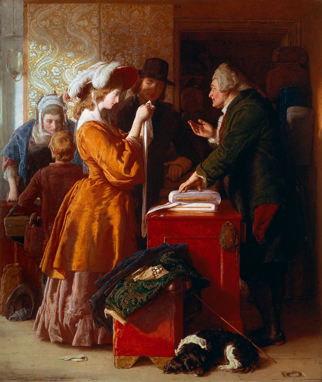 "" Välja bröllopsklänning "" Detalj. Målning av William Mulready (1786-1863). 1845. London. Victoria and Albert Museum. av William Mulready