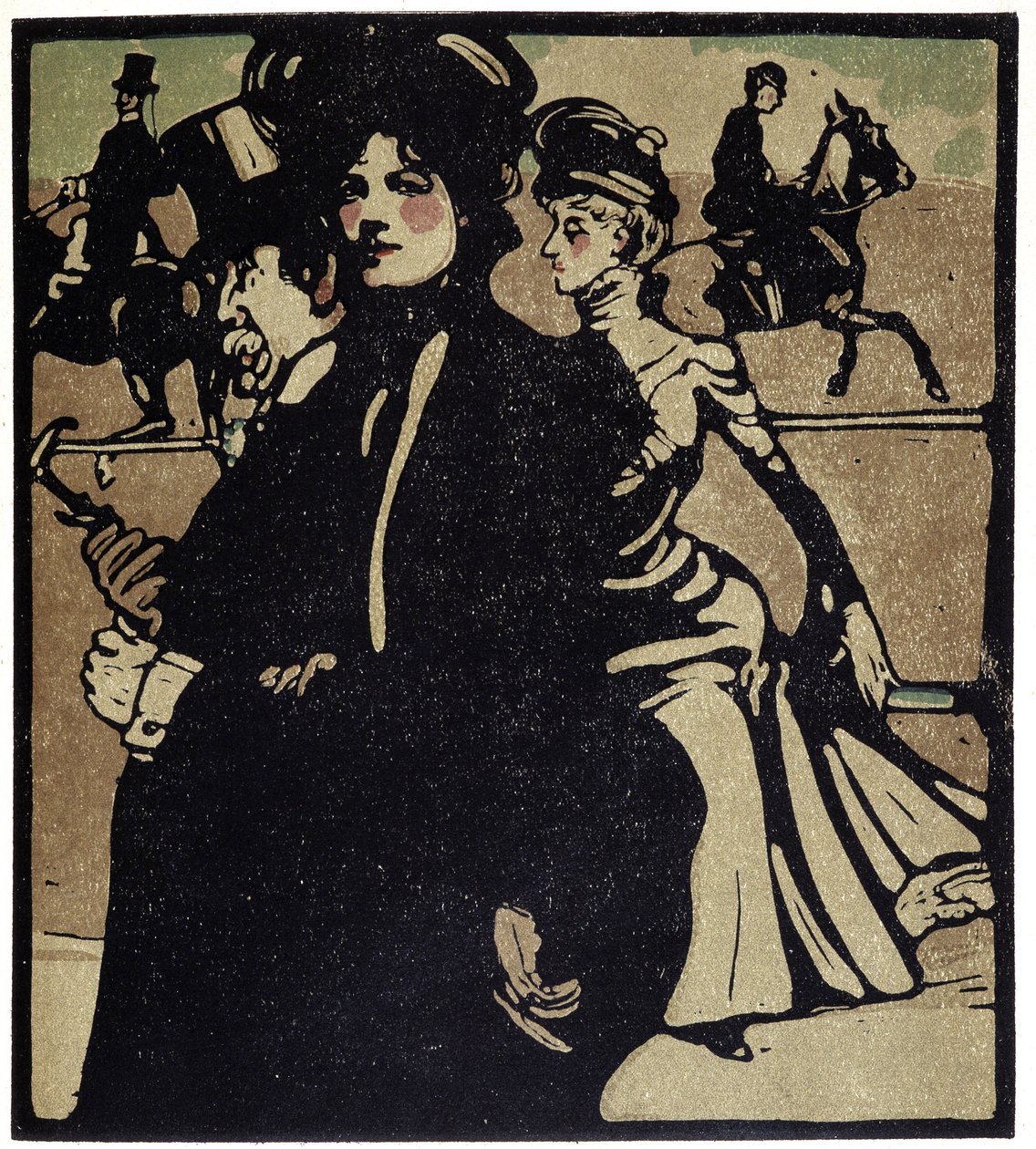 Aristocrats at the races, London - i "" Types of London", av William Nicholson (1872-1949), ed Floury av William Nicholson