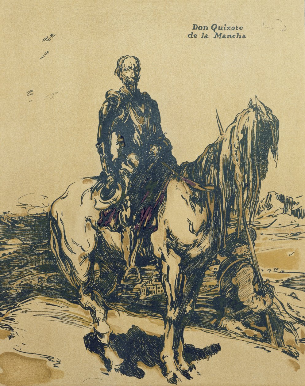 Don Quixote de la Mancha, illustration från "Characters of Romance", publicerad första gången 1900 (färg litho) av William Nicholson
