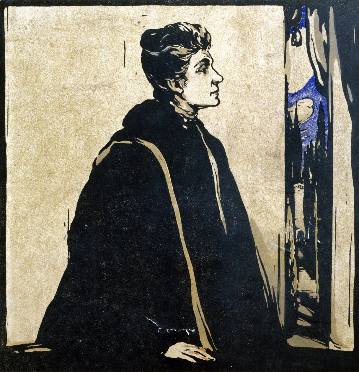 Eleonora Duse (1858-1924) illustration från "Twelve Portraits", publicerad 1899 (handfärgat träblock) av William Nicholson