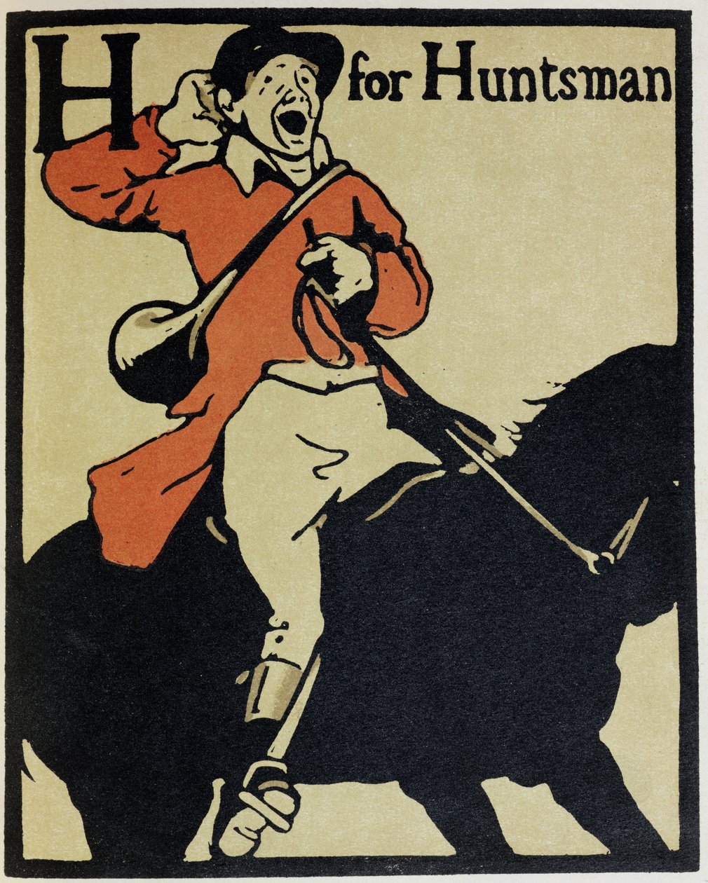 H är för Huntsman, illustration från "An Alphabet", publicerad av William Heinemann av William Nicholson