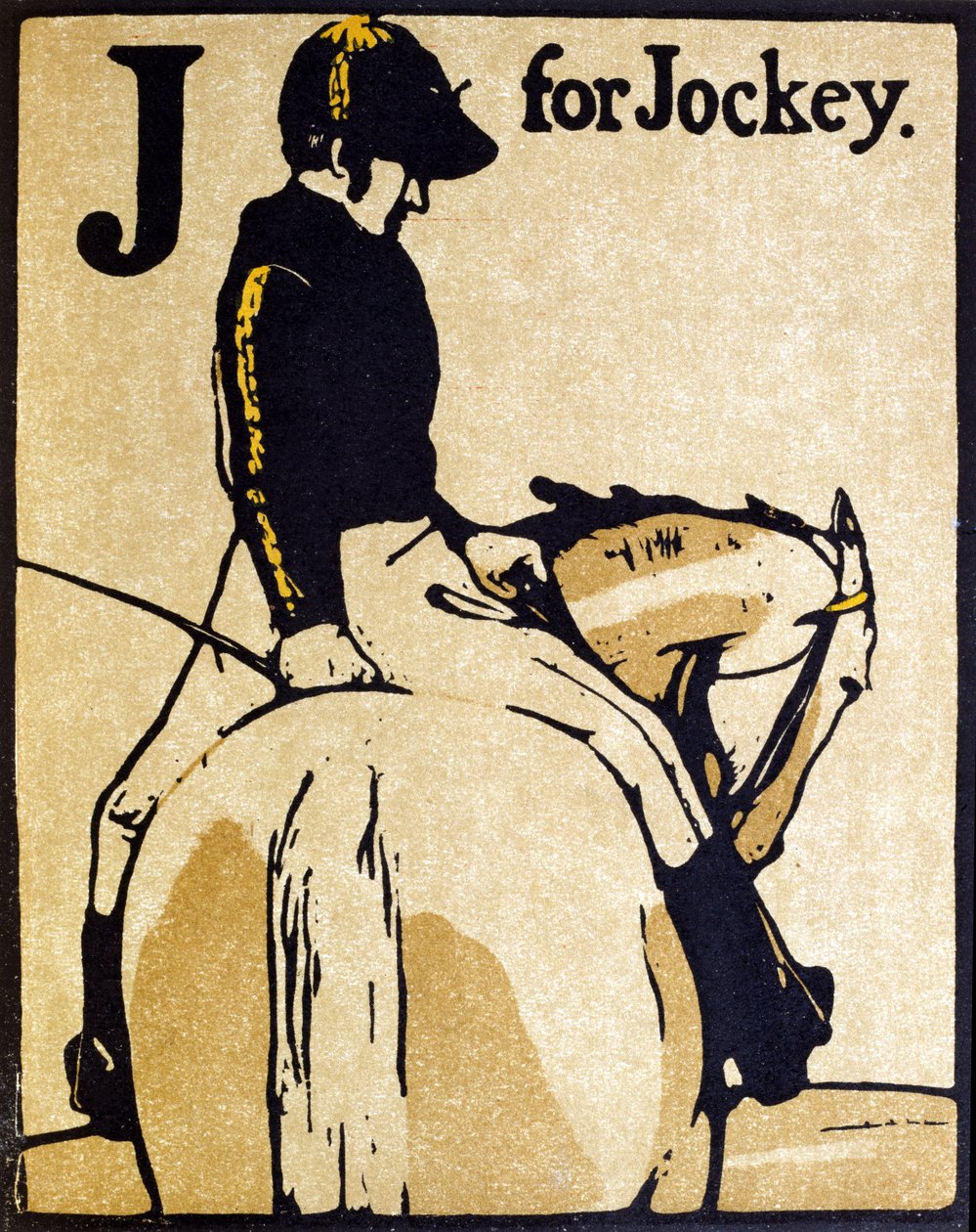 J for Jockey, illustration från "An Alphabet", publicerad av William Heinemann av William Nicholson