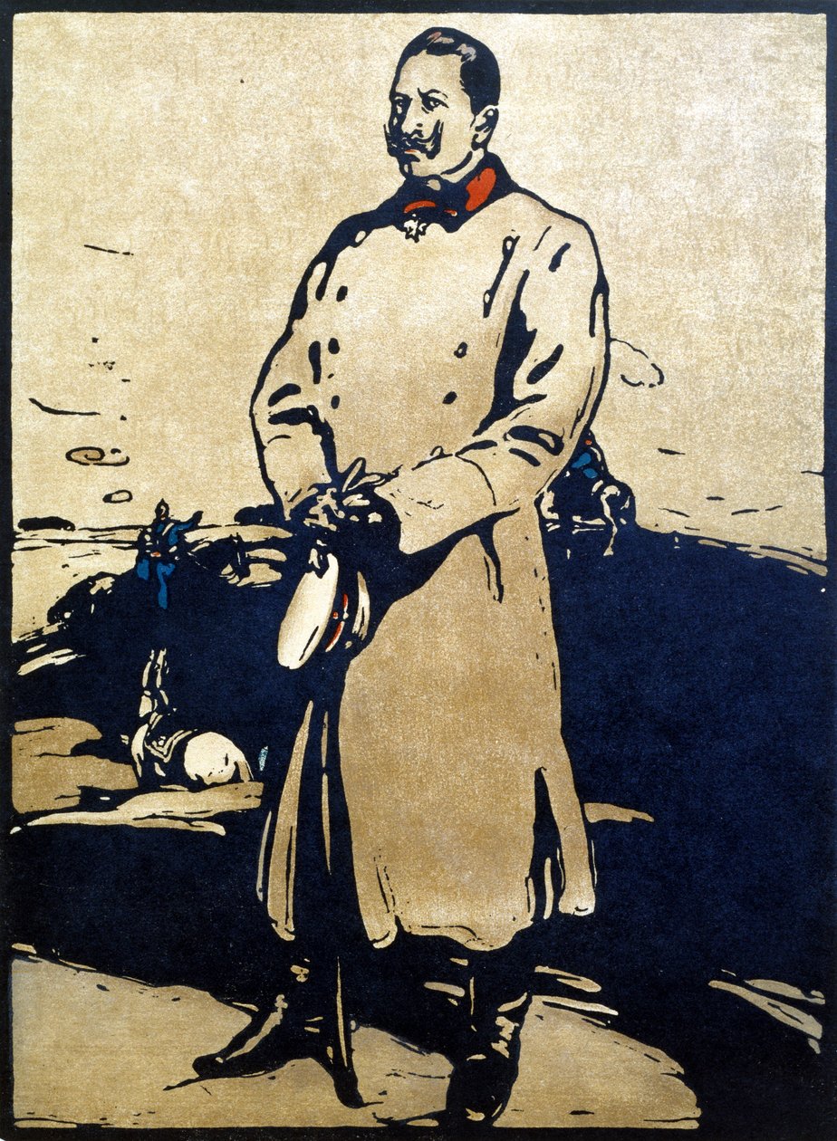 Kaiser Wilhelm II (1859-1941) illustration från "Twelve Portraits - Second Series", publicerad 1899 (handfärgat träblock) av William Nicholson