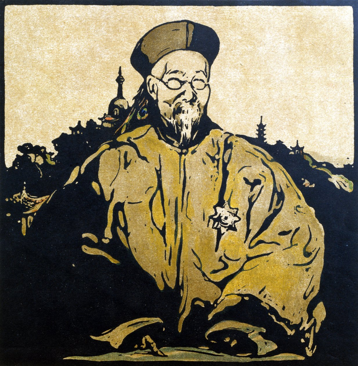 Li Hung Chang (1823-1901) illustration från "Twelve Portraits - Second Series", publicerad 1899 (handfärgat träblock) av William Nicholson