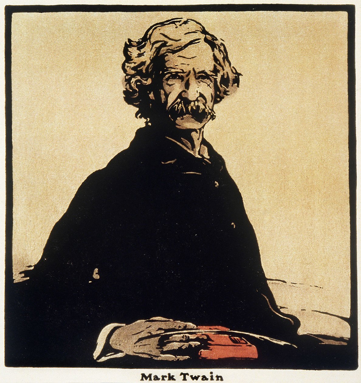 Porträtt av Mark Twain (1835-1910) Amerikansk författare - teckning av William Nicholson (1872-1949) av William Nicholson