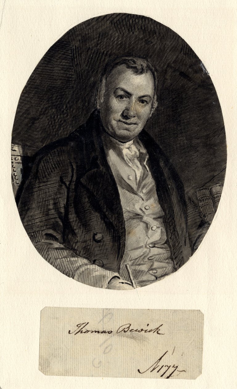 Porträtt av Thomas Bewick (bläck på papper (klistrad på papper)) av William Nicholson