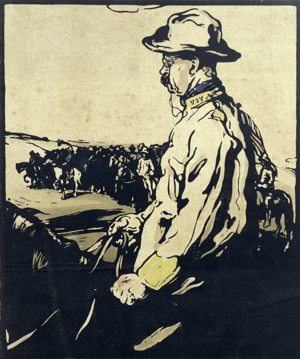 President Theodore Roosevelt, illustration från "Twelve Portraits", publicerad 1899 (handfärgat träblock) av William Nicholson