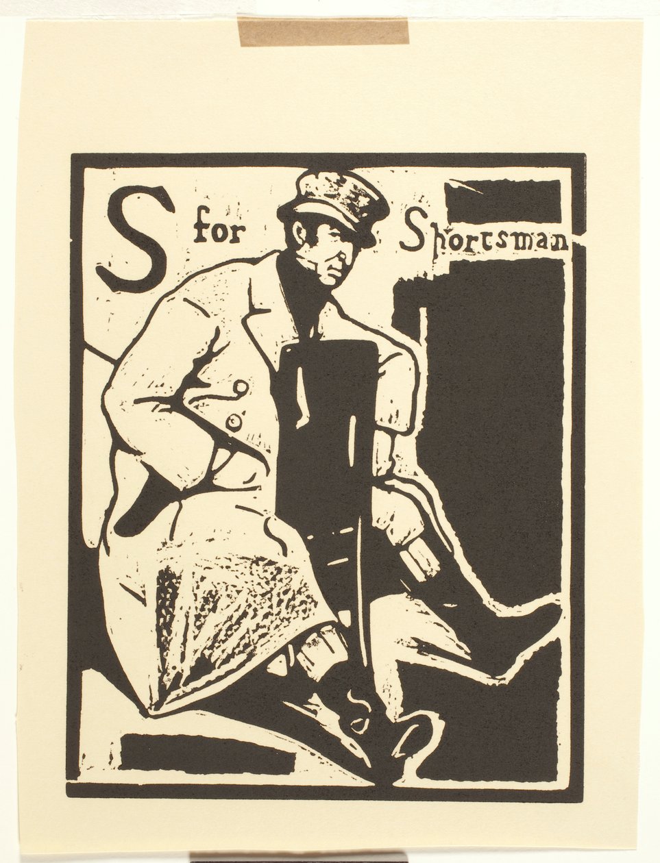 S är för Sportsman (träblocktryck på papper) av William Nicholson
