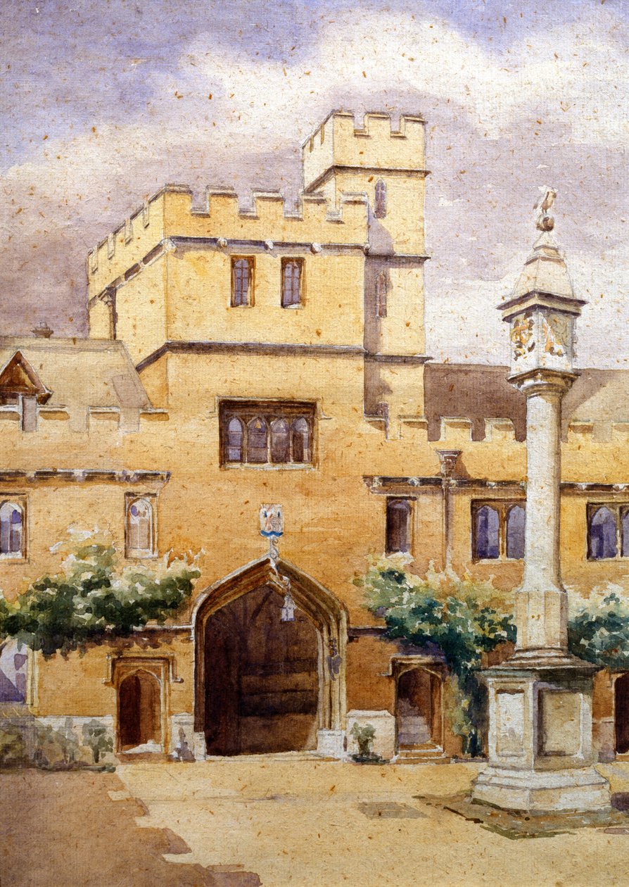 The Front Quad, Corpus Christi College, Oxford (akvarell på papper) av William Nicholson