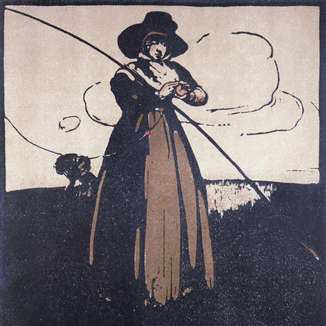Maj månad: Flugfiske, från "An Almanac of Twelve Sports", med ord av Rudyard Kipling, först publicerad av William Heinemann av William Nicholson