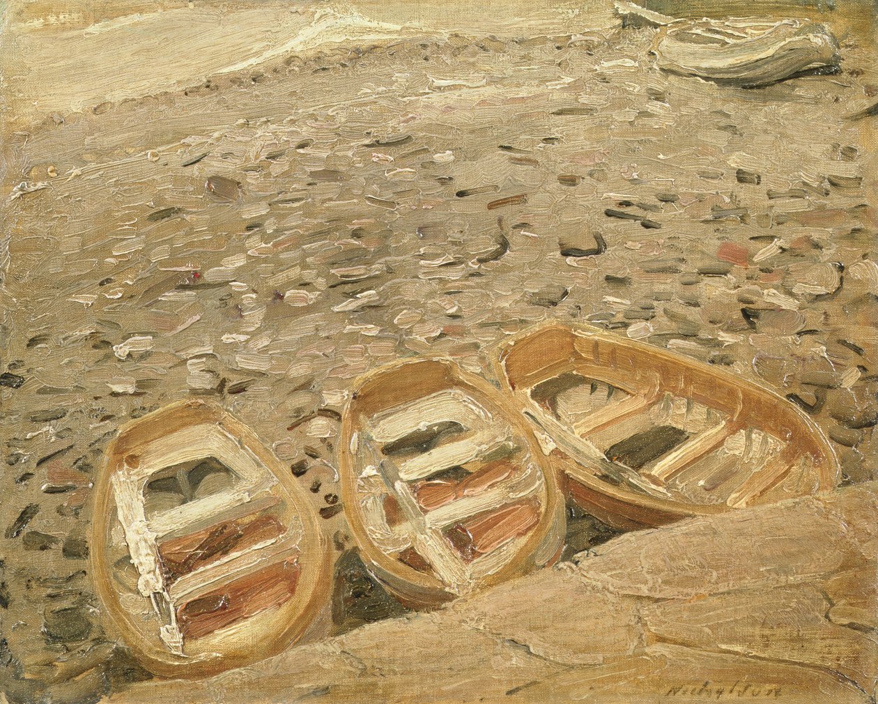 Tre båtar, ca 1928 (olja på duk) av William Nicholson