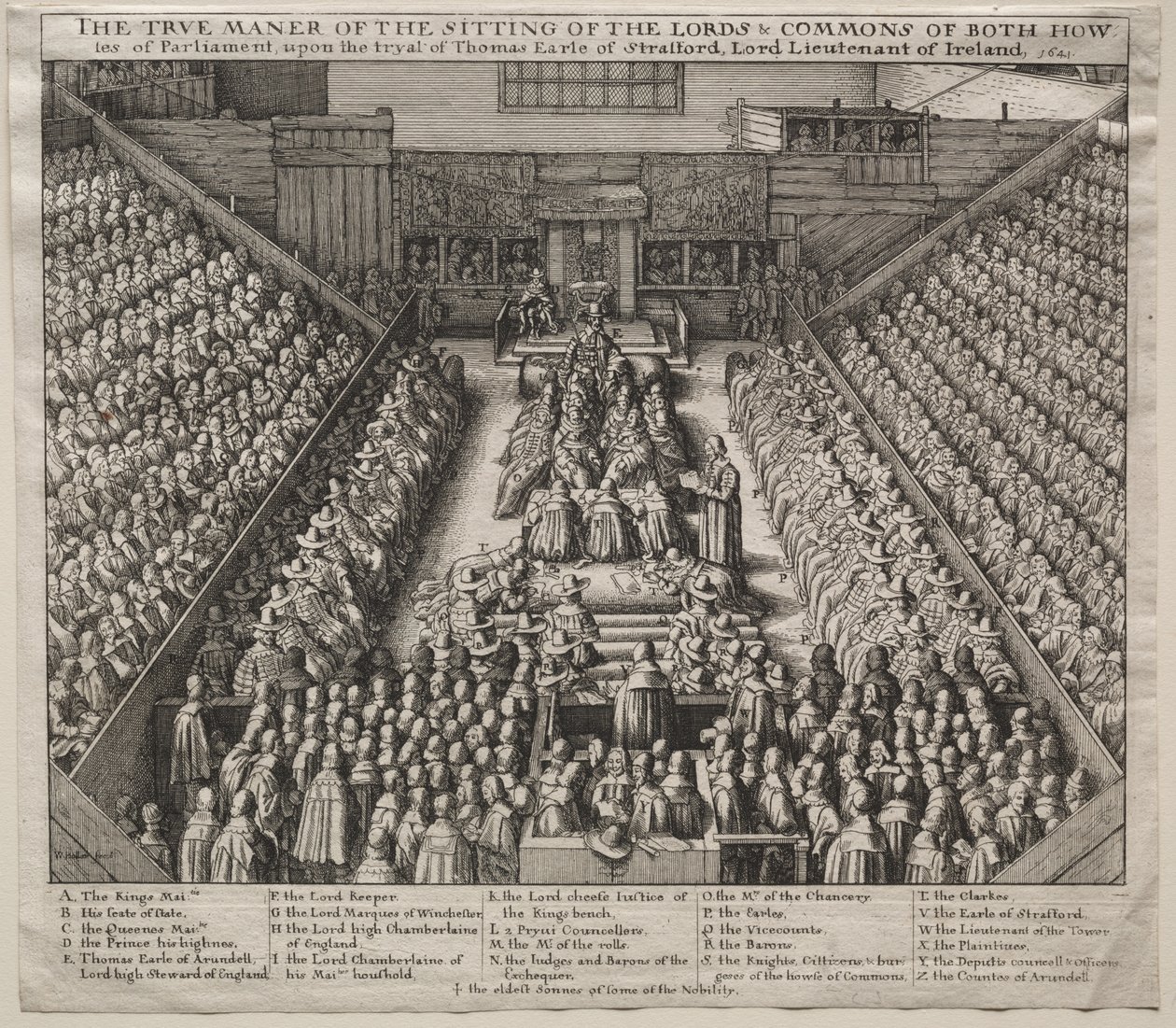Westminster Hall, Interior, med The Trial of the Earl of Strafford av William Nicholson