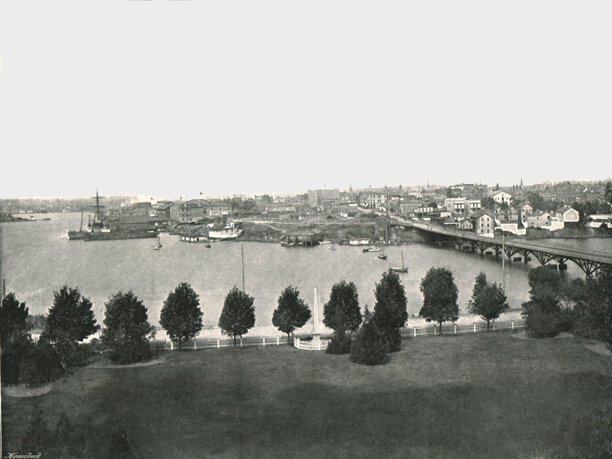 Utsikt från regeringsbyggnaderna, Victoria, Kanada, 1895. av William Notman and Son