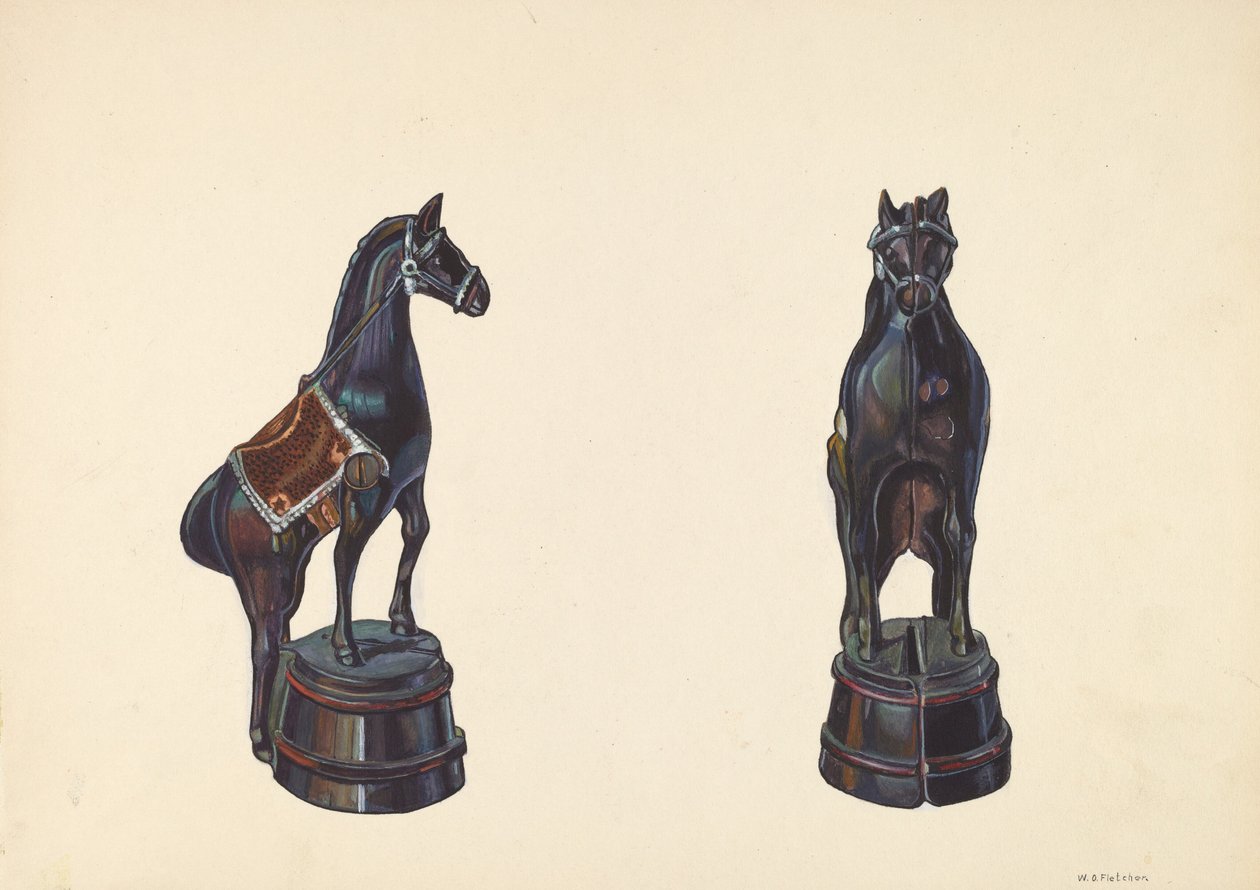 Häst på fatbanken, ca. 1938. av William O. Fletcher