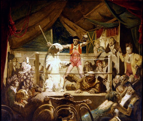 Man Versus Beast, eller The Fair at Neuilly (olja på duk) av William Orpen