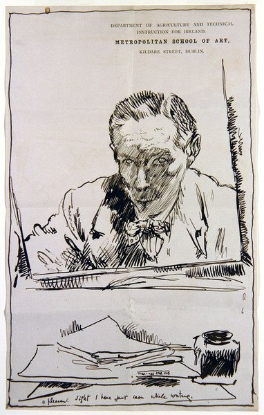 Självporträtt i en spegel (penna och bläck på papper) av William Orpen