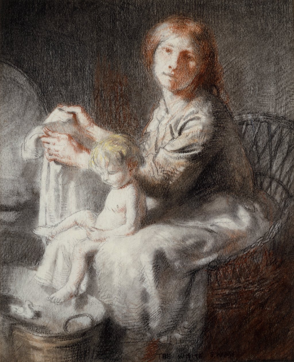 The White Swan (Grace and Kit) (pastell och svart krita) av William Orpen