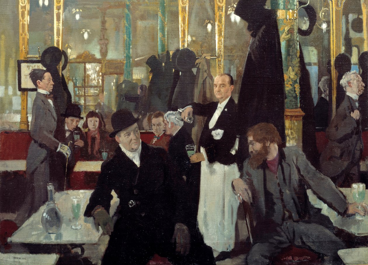 Det kungliga kaféet i London. Detalj. Målning av Sir William Orpen av William Orpen