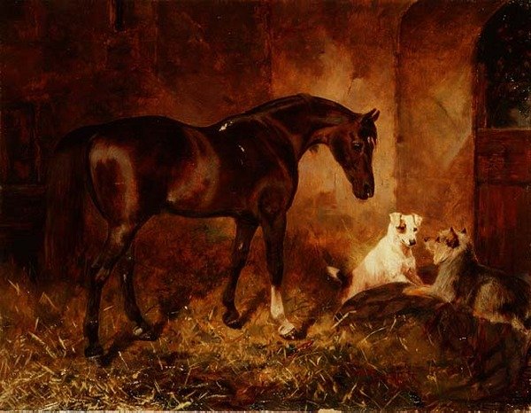 I stallet (olja på duk) av William Osborne
