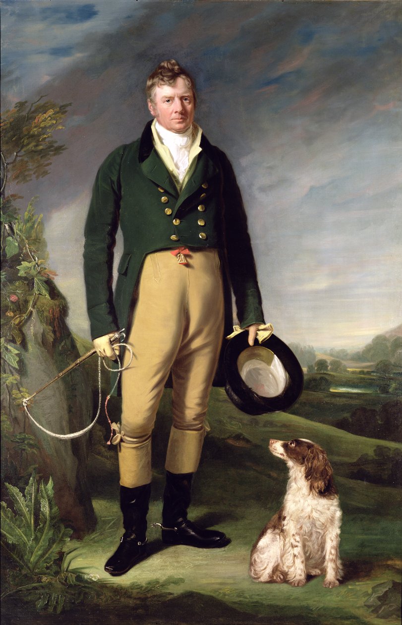 En okänd man med sin hund av William Owen