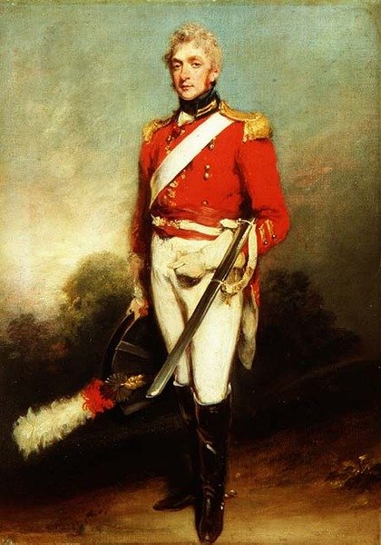Porträtt av James Townley från lst Life Guards i uniform av William Owen