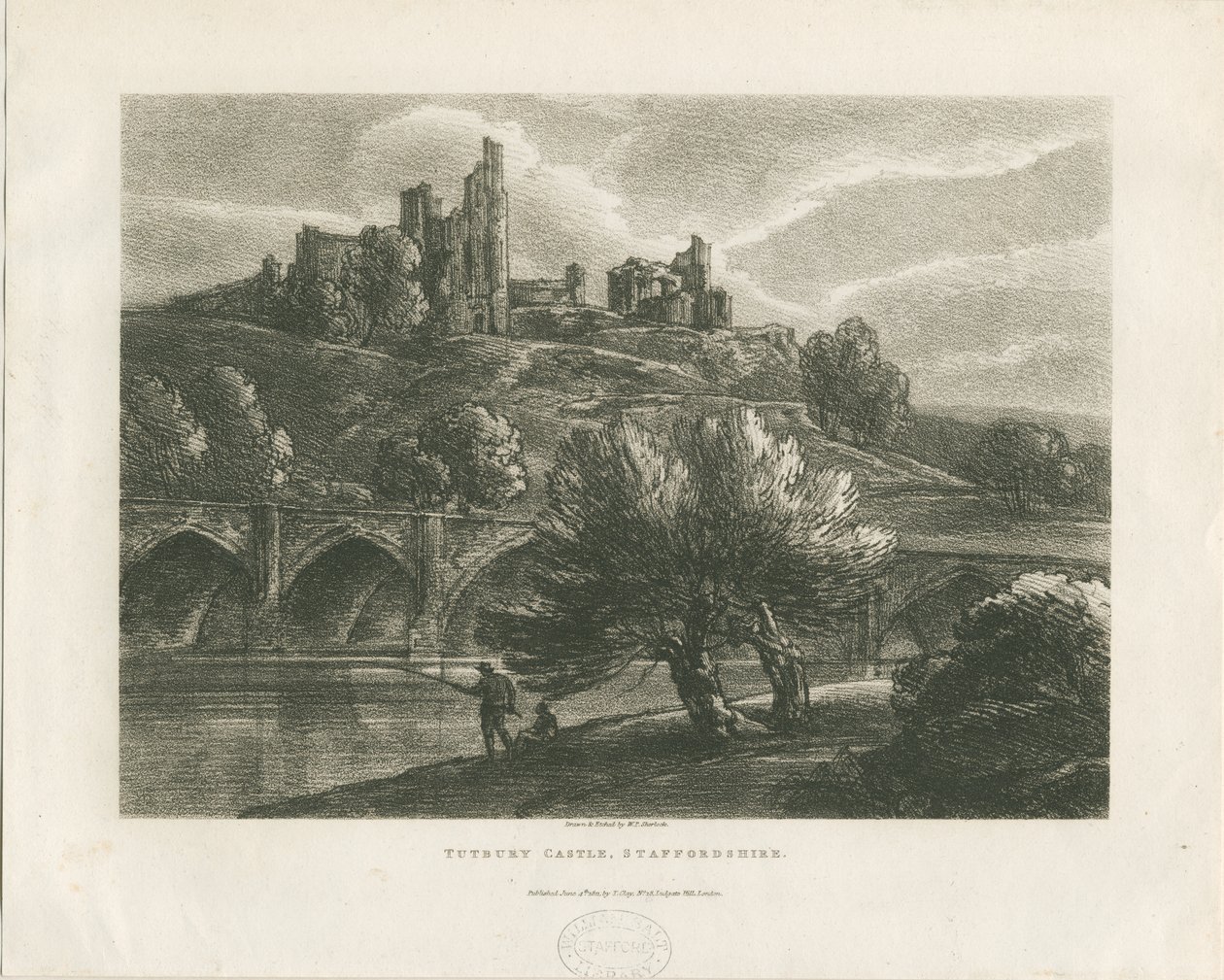 Tutbury Castle - South View: zincograph, nd [c 1811] av William P Sherlock