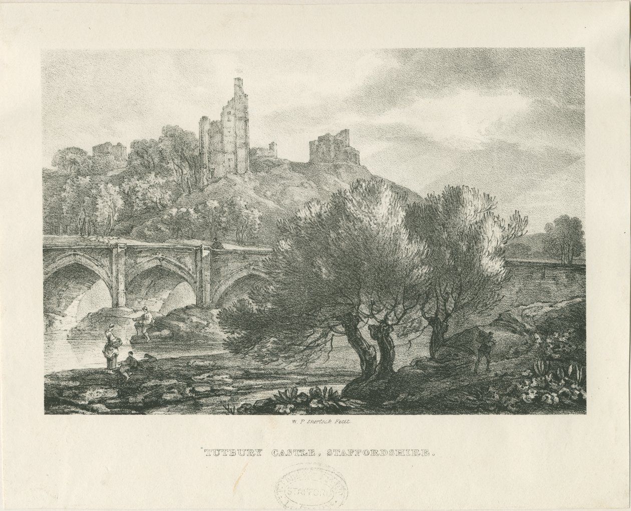 Tutbury Castle - South View: zinkograf och [tidigt 1800-tal] av RC