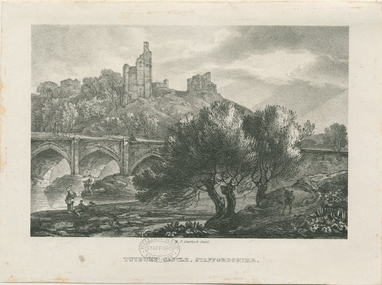Tutbury Castle - South View: zinkograf och [tidigt 1800-tal] av RC